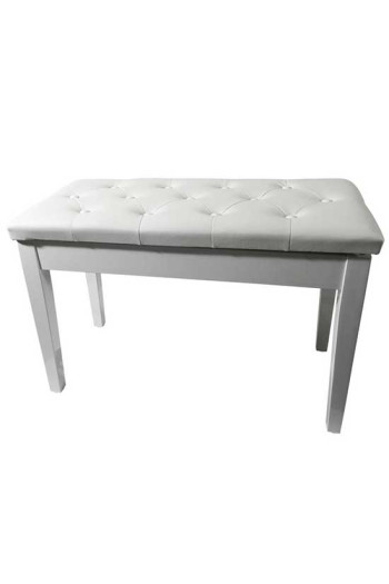 Polished White Piano Bench With Storage