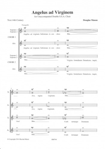 Angelus Ad Virginem: Vocal SSA Double Choir Unaccompanied