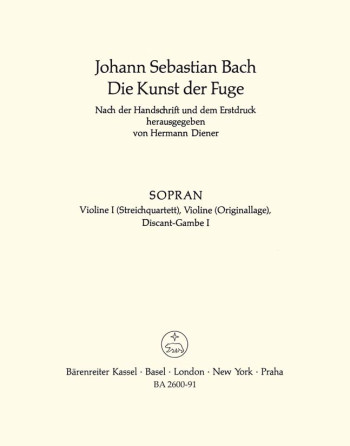 Art Of Fuge BWV1080 Violin I Part (version For String Quartet) (Barenreiter)