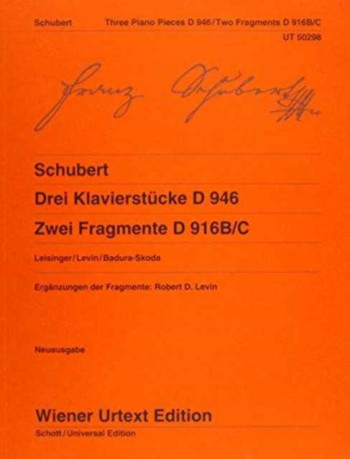 Three Piano Pieces: D946 & Two Fragments D916B/C Piano  (Wiener Urtext)