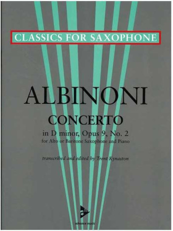 Alto Saxophone Concerto In D Minor, Op. 9/2 Alto Saxophone & Piano(Advance)