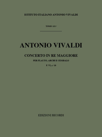 Vivaldi: Flute Concerto In D Major: Rv429: Score Only (Ricordi)