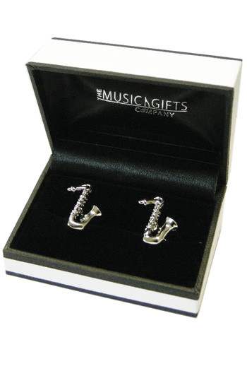 Silver Plated Saxophone Cufflinks