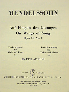 On Wings Of Song, Op.34/2 Violin & Piano