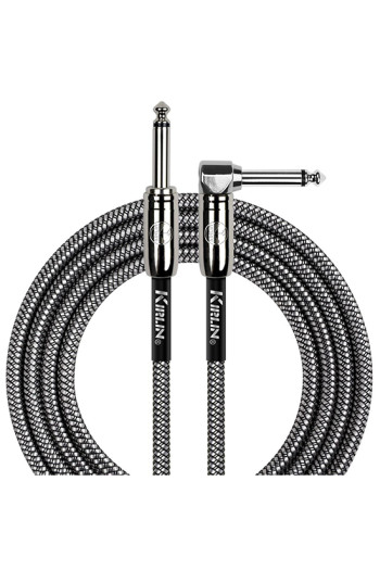 Kirlin Guitar Lead 3m/10f Fabric Straight To Angled Jacks