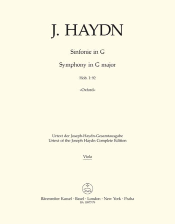 Haydn: Symphony No. 92 in G (Oxford) (Hob I:92) Viola (Barenreiter)