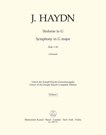 Haydn: Symphony No. 92 in G (Oxford) (Hob I:92) Violin I  (Barenreiter)