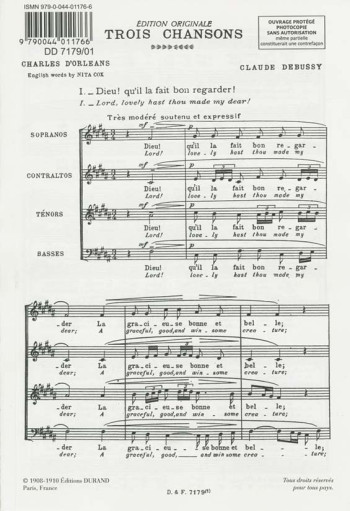 Trois Chansons: 1. Dieu Qu’il La Fait Bon Regarder: Choir (Durand)