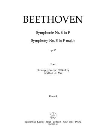 Symphony No.8 in F, Op.93 (Urtext). : Wind set: (Barenreiter)