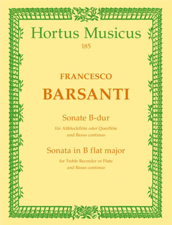 Sonata in B-flat, Op.1/6. : Treble Recorder & Piano: (Barenreiter)