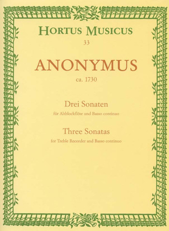 Sonatas (3). : Treble Recorder & Piano: (Barenreiter)