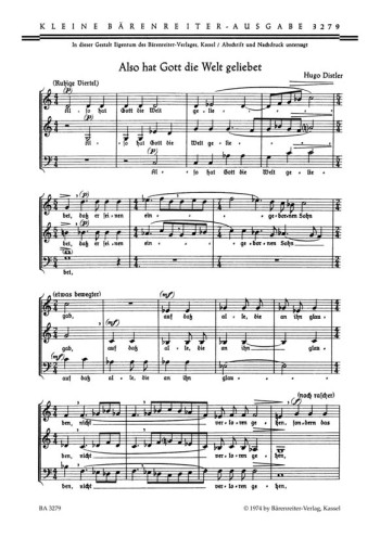 Also hat Gott die Welt geliebet Op.5/16. : Choral: (Barenreiter)