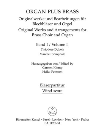 Organ Plus Brass Vol.1. : (wind score in C) : (Barenreiter)
