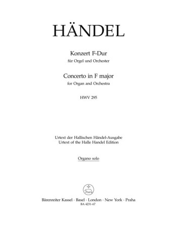 Concerto for Organ No.13 in F (HWV 295) (The Cuckoo and the Nightingale).: Organ: (Barenreiter)