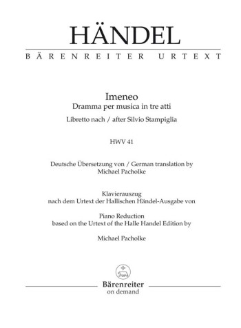 Imeneo (HWV 41) (It-G) (Urtext). : Vocal Score: (Barenreiter)