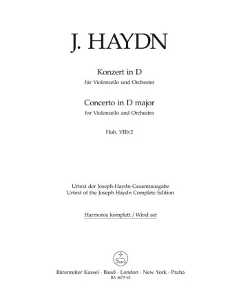 Concerto for Cello in D (Hob.VIIb:2),(original version) (Urtext). : Wind set: (Barenreiter)
