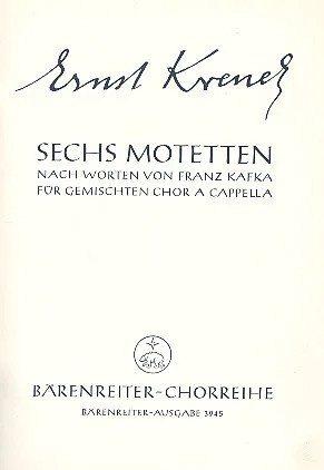 Motets (6) (G). : Choral: (Barenreiter)