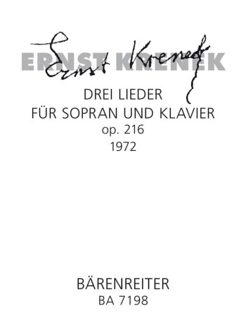 Lieder, Drei Op.216. Nach Gedichten von Lilly von Sauter (1972) (G) : Voice: (Barenreiter)