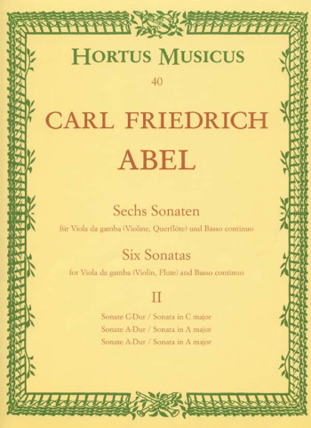 Sonatas (6), Vol. 2: Nos. 1 (C maj), 2 (A maj), 5 (A maj). : Viola da gamba: (Barenreiter)