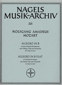 Allegro in B-flat (K.Anh.91) (K.516c). Quintet fragment completed by Robert Levin.: Mixed Ensemble: