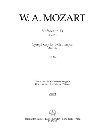 Symphony No.19 in E-flat (K.132) (Urtext). : Wind set: (Barenreiter)