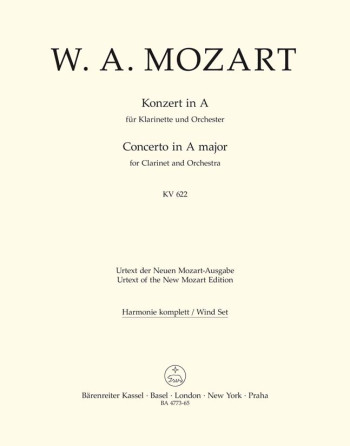 Concerto for Clarinet (Basset Clarinet) in A (K.622) (Urtext). : Wind set: (Barenreiter)