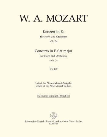 Concerto for Horn No.3 in E-flat (K.447) (Urtext). : Wind set: (Barenreiter)