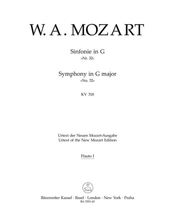 Symphony No.32 in G (K.318) (Overture in Italian Style) (Urtext). : Wind set: (Barenreiter)
