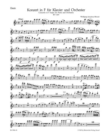 Concerto for Piano No.19 in F (K.459) (Urtext). : Wind set: (Barenreiter)