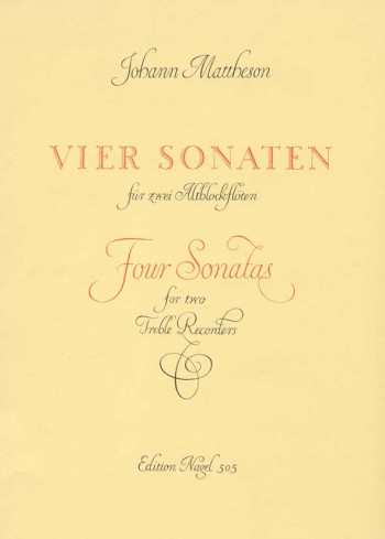 Sonatas (4), Op.1/ 1, 2, 11, 12. : 2 Treble Recorders: (Barenreiter)