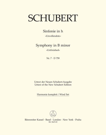 Symphony No.7 in B minor (D.759)  (Unfinished) (Urtext). (formerly Symphony No.8): Wind set: (Barenr