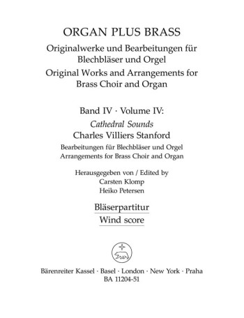 Arrangements for Brass Choir & Organ (Series: Organ Plus Brass Vol.4).: Instrumental part: (Barenrei
