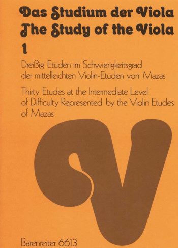 Study of the Viola, Bk.1: 30 Moderately Easy Studies : Viola: (Barenreiter)