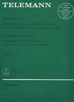 Concerto No.3 in A (TWV 42: A3) (Urtext). : Flute & Piano: (Barenreiter)
