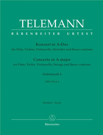 Concerto for Flute and Violin in A (Tafelmusik No.1 1733)  (TWV 53: A2) (Urtext).: Large Score Paper