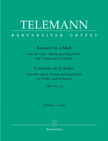 Concerto for Violin in A minor (TWV 51: a2) (Urtext). From the Opera: Emma und Eginhard.: Large Scor