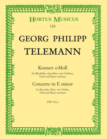 Concerto for Recorder and Flute in E minor. : Large Score Paperback: (Barenreiter)