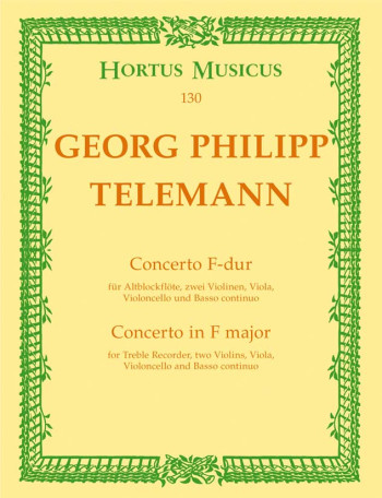 Concerto for Treble Recorder in F. : Large Score Paperback: (Barenreiter)