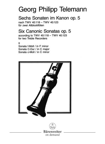 Sonatas In Canon (6), Op.5 Treble Recorder (Barenreiter)