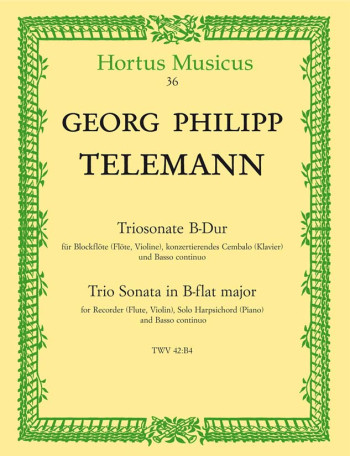 Trio Sonata in B-flat (TWV 42: B4). : Treble Recorder & Piano: (Barenreiter)