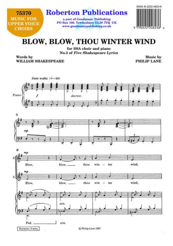 Blow Blow Thou Winter Wind: Vocal SSA (Roberton)