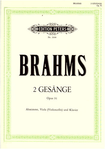 Zwei Gesange: Two Songs: Op91: Vocal With Viola Or Cello And Piano