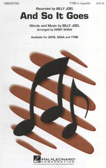 Billy Joel: And So It Goes: Vocal: TTBB (Hal Leonard)