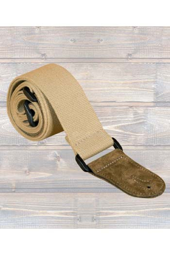 Leathergraft Guitar Strap - Canvas - Suede Ends - Beige