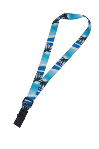 Ukulele Strap Nylon Webbing LG 1" Hawaiian Blue - Sling/Hook