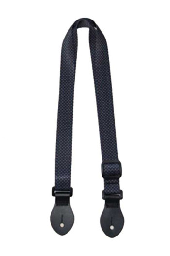 Ukulele Strap Nylon Webbing LG 1" Black Polka Dot - Button End