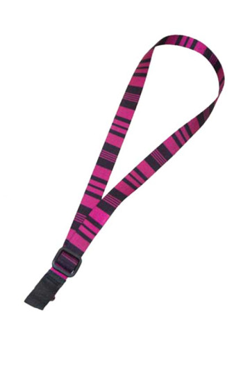 Ukulele Strap Nylon Webbing LG 1" Pink & Black Stripe - Sling