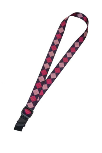 Ukulele Strap Nylon Webbing LG 1" Diamond Black Grey  - Sling/Hook
