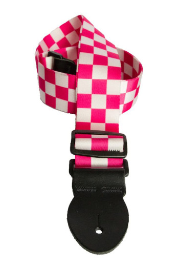 Leathergraft Guitar Strap - 2" Graphic Designs Pink & White