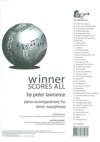 Winner Scores All: Tenor Saxophone Piano Accompaniment